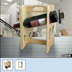 供应原味主义4支单向插实木酒架wine rack